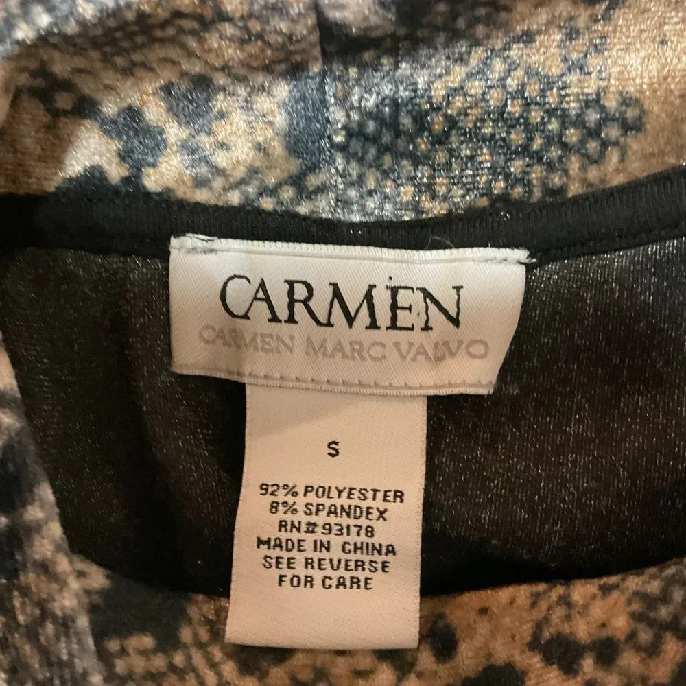 Carmen‎ Marc Valvo Snake Print Long Sleeve Top Size S Mock Neck Cropped - Picture 11 of 12